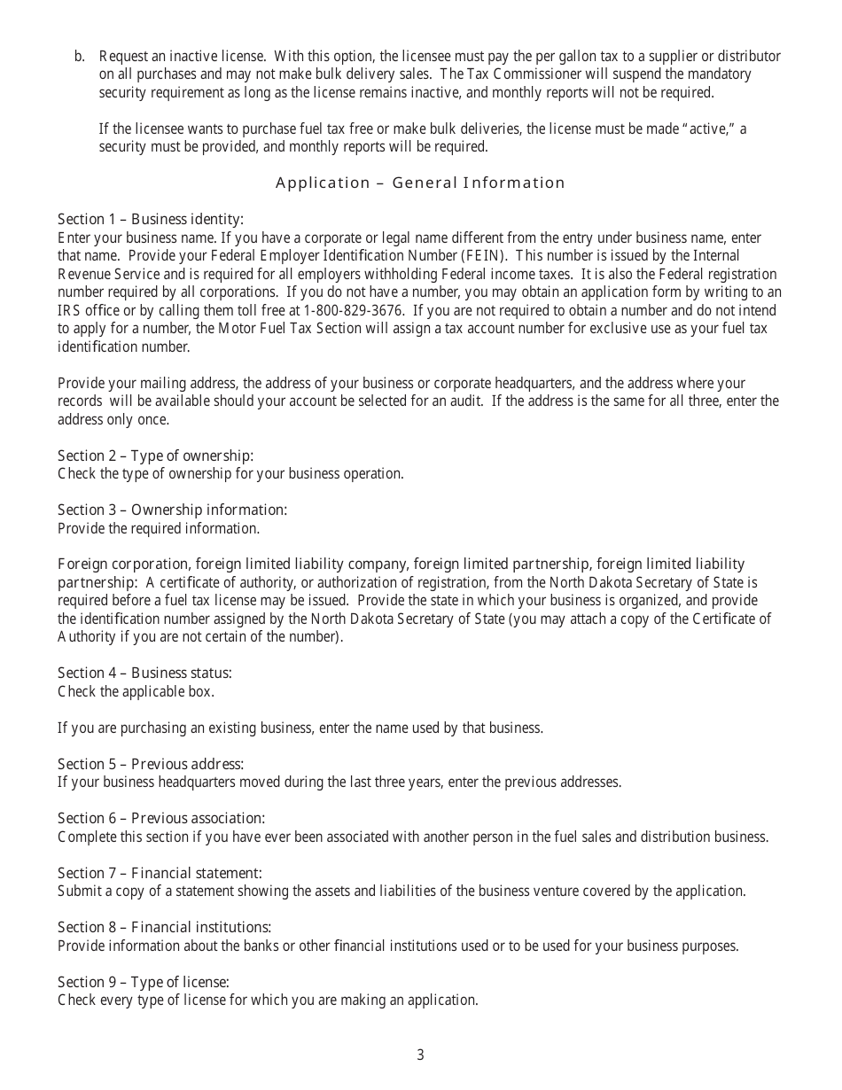 Form SFN22911 Motor Fuel Tax License Applicant - General Information - North Dakota, Page 5