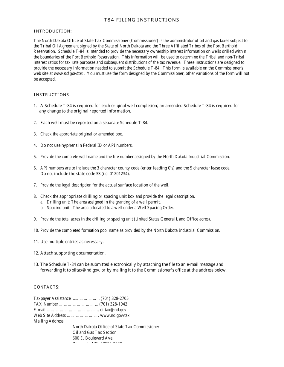 Schedule T-84 Tax Rate Application - Fort Berthold, North Dakota, Page 2