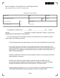Form 29405 &quot;Gas Producer Filing Waiver and Agreement&quot; - North Dakota