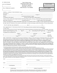 Document preview: Form B-7-1800 Beverage Tax Bond - New Jersey