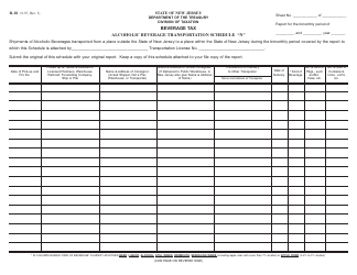 Form R-18 Schedule N Alcoholic Beverage Transportation - New Jersey