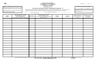 Document preview: Form R-26 Schedule T Alcoholic Beverage Public Warehouse - New Jersey