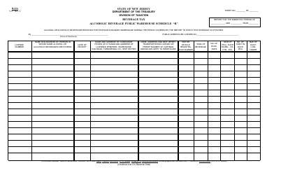 Form R-24A Alcoholic Beverage Public Warehouse Schedule &quot;r&quot; - New Jersey