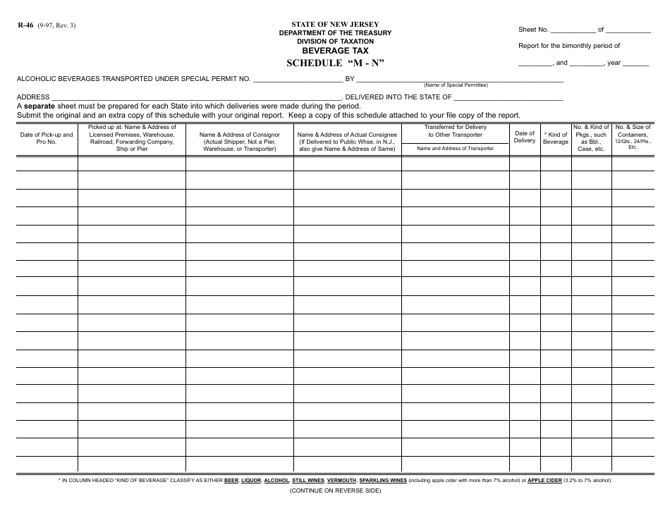 Form R-46 Schedule M-N - Fill Out, Sign Online and Download Fillable ...