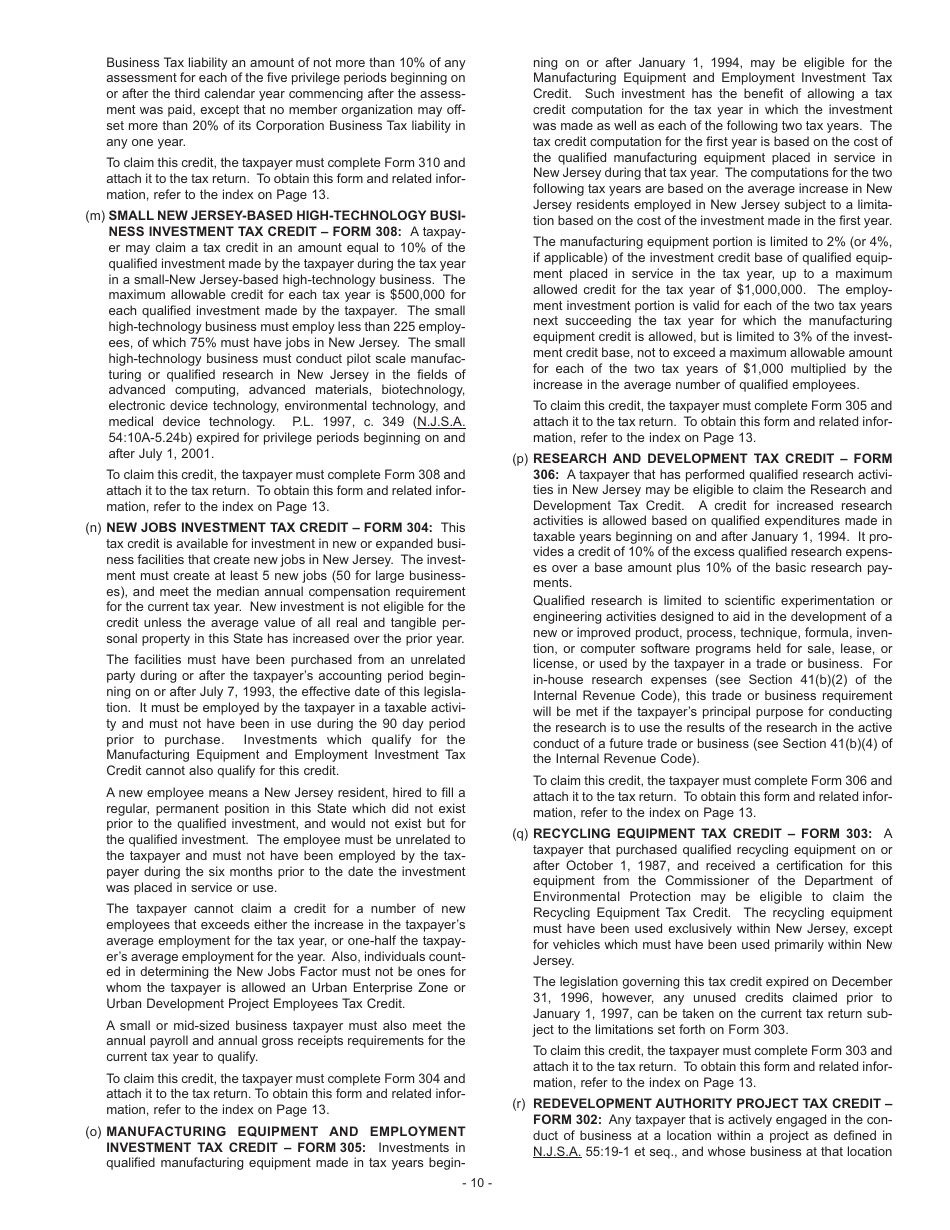 Instructions for Form BFC-1 Corporation Business Tax Return for Banking and Financial Corporations - New Jersey, Page 12