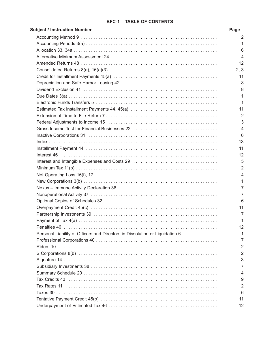 Instructions for Form BFC-1 Corporation Business Tax Return for Banking and Financial Corporations - New Jersey, Page 2