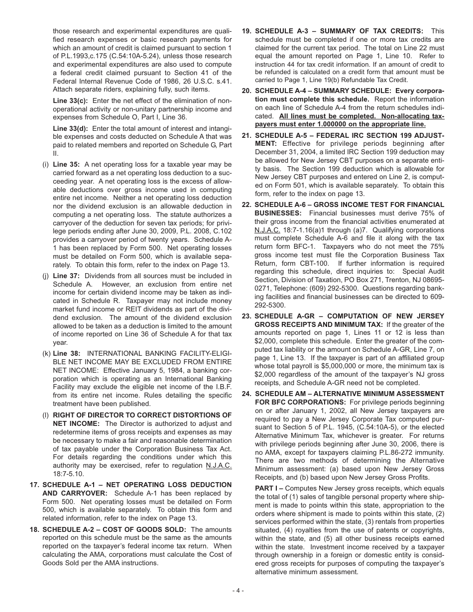Instructions for Form BFC-1 Corporation Business Tax Return for Banking and Financial Corporations - New Jersey, Page 6