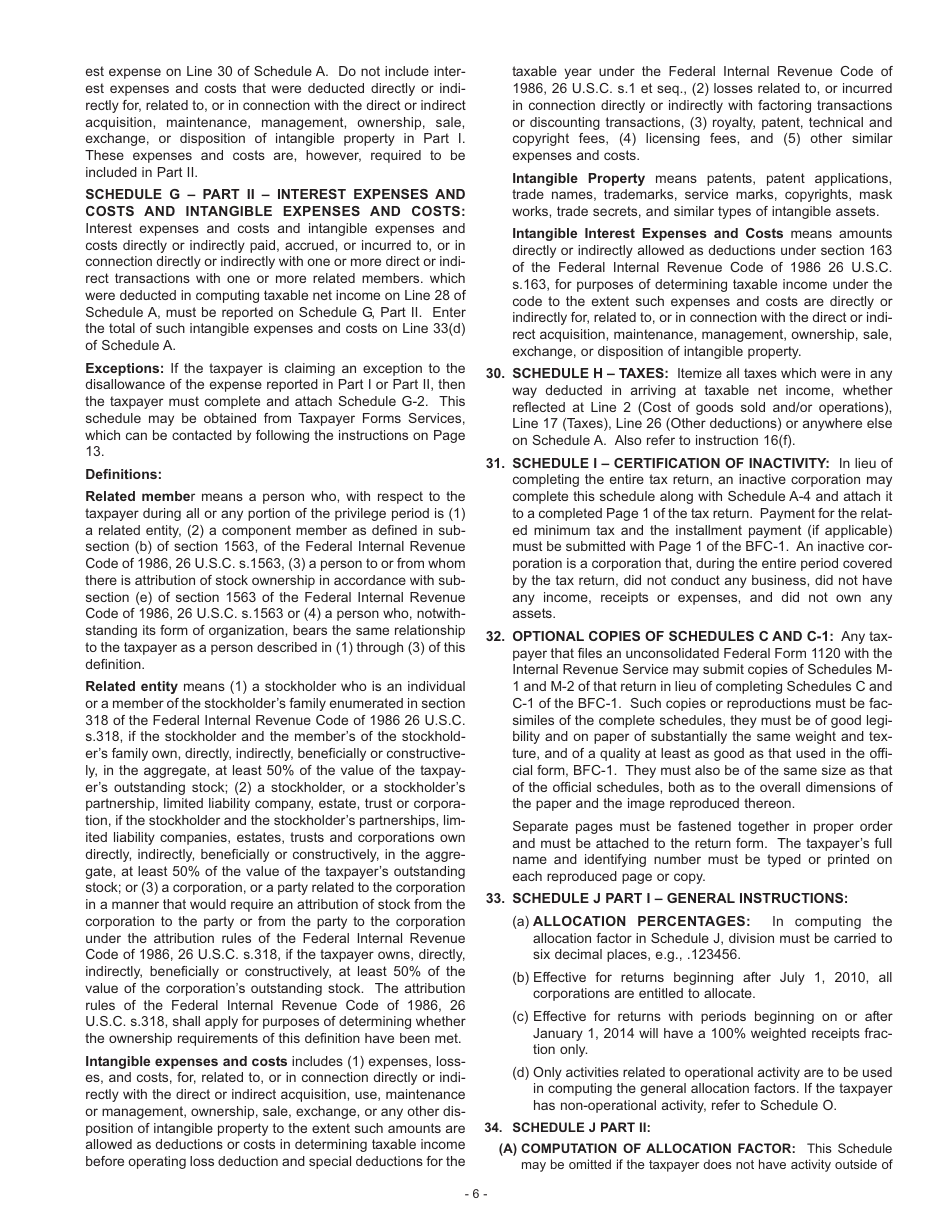 Instructions for Form BFC-1 Corporation Business Tax Return for Banking and Financial Corporations - New Jersey, Page 8