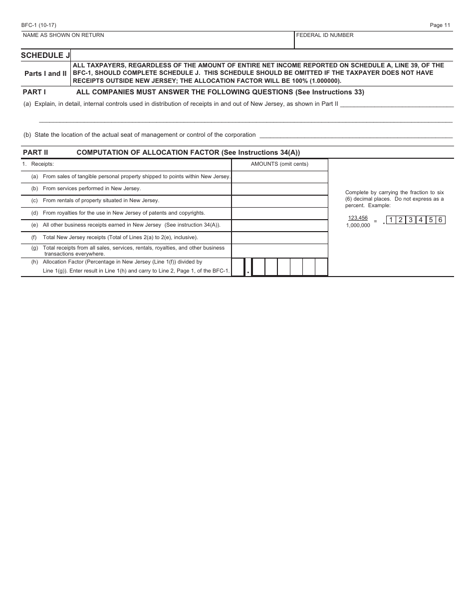 Form BFC-1 Corporation Business Tax Return for Banking and Financial Corporations - New Jersey, Page 11
