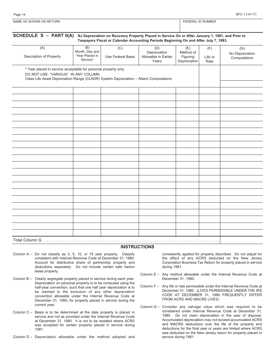 Form BFC-1 Corporation Business Tax Return for Banking and Financial Corporations - New Jersey, Page 14