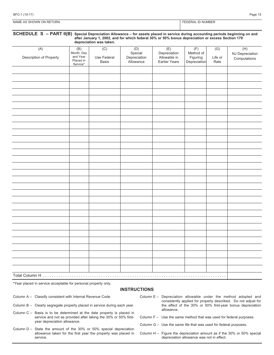 Form BFC-1 Corporation Business Tax Return for Banking and Financial Corporations - New Jersey, Page 15
