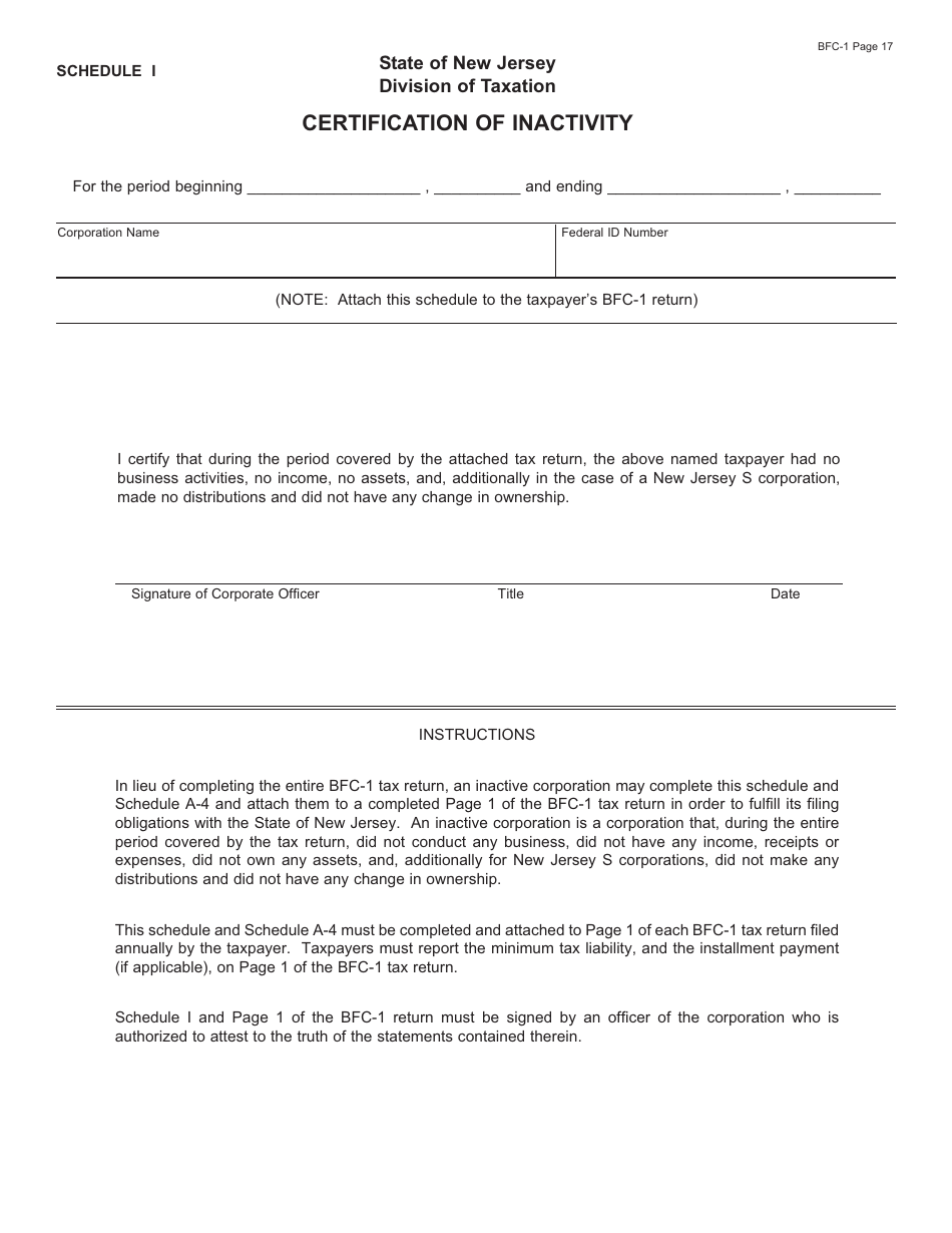 Form BFC-1 Corporation Business Tax Return for Banking and Financial Corporations - New Jersey, Page 17