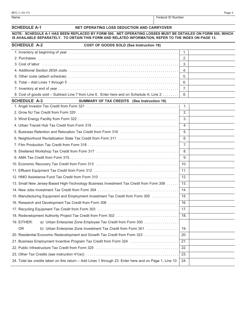 Form BFC-1 Corporation Business Tax Return for Banking and Financial Corporations - New Jersey, Page 3