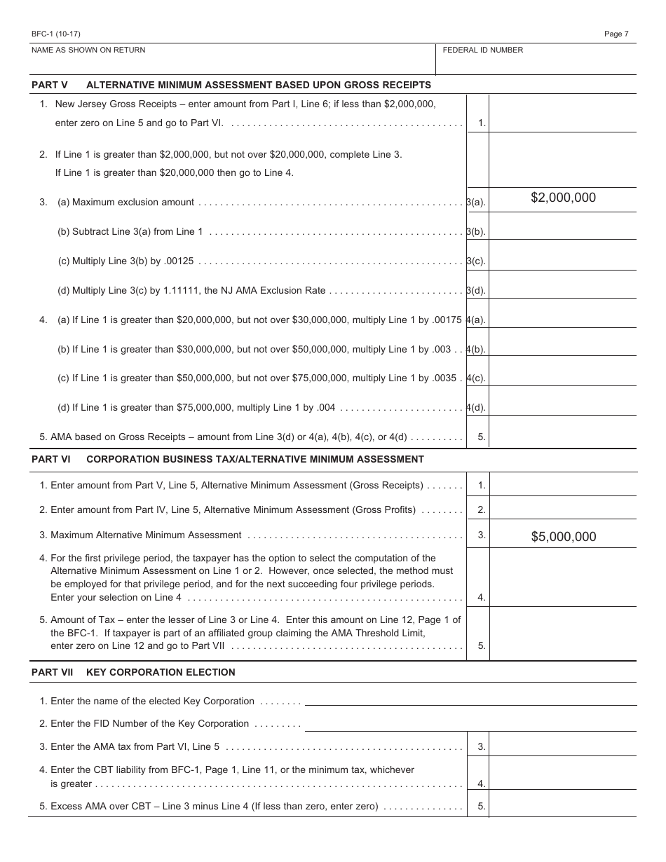 Form BFC-1 Corporation Business Tax Return for Banking and Financial Corporations - New Jersey, Page 7