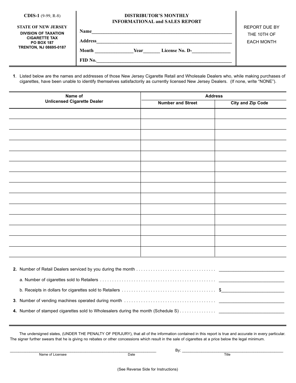 Form CDIS-1 - Fill Out, Sign Online and Download Fillable PDF, New ...