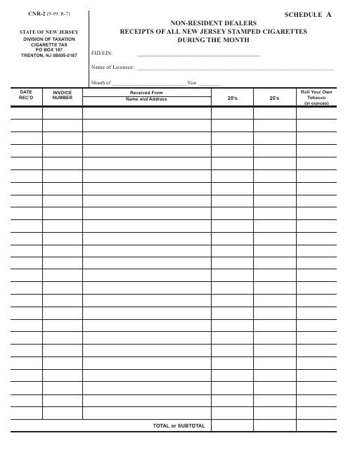 Form CNR-2 Schedule A  Printable Pdf