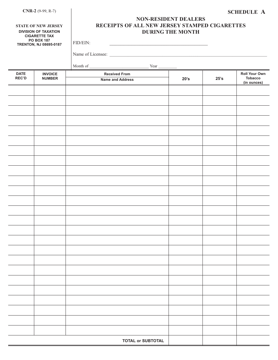 Form CNR-2 Schedule A - Fill Out, Sign Online and Download Fillable PDF ...