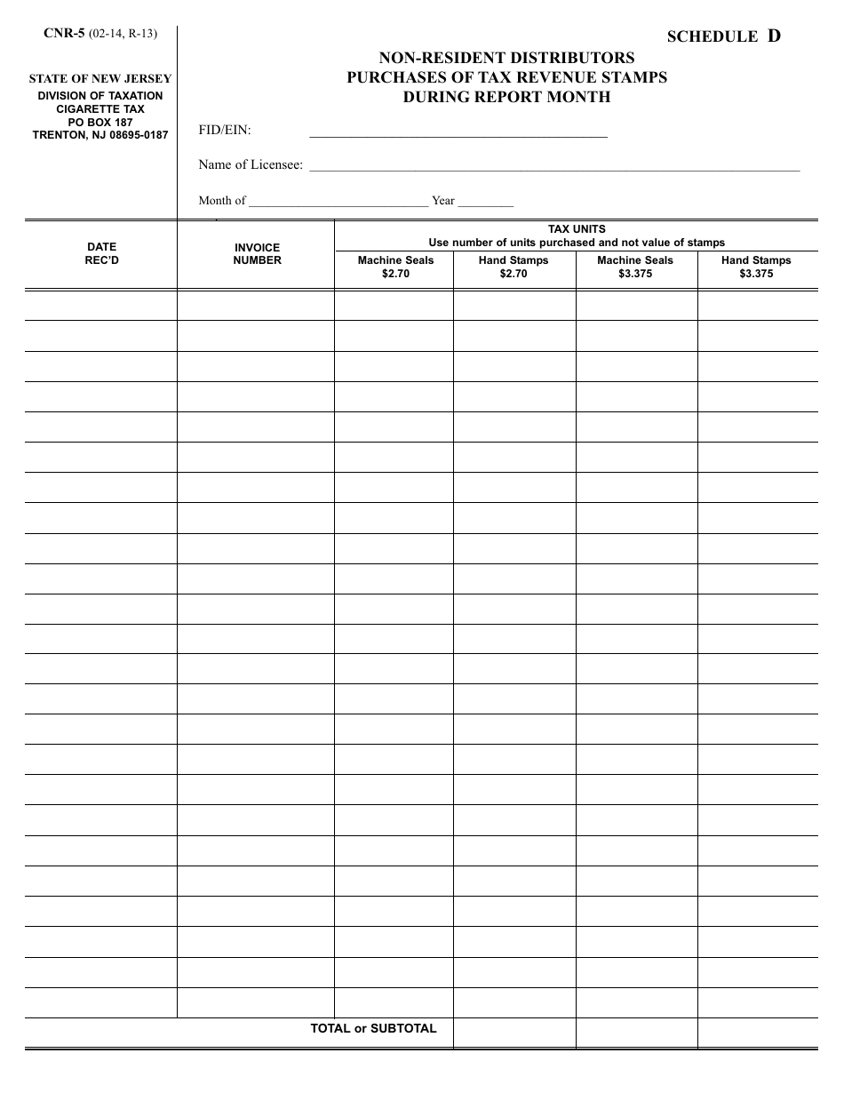 Form CNR-5 Schedule D - Fill Out, Sign Online and Download Fillable PDF ...