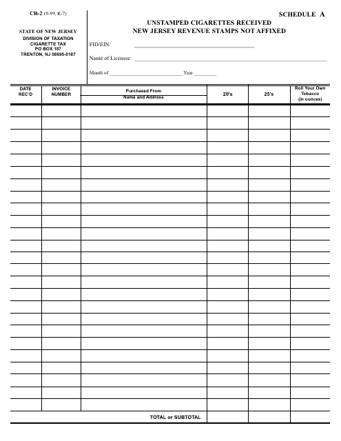 Form CR-2 Schedule A  Printable Pdf