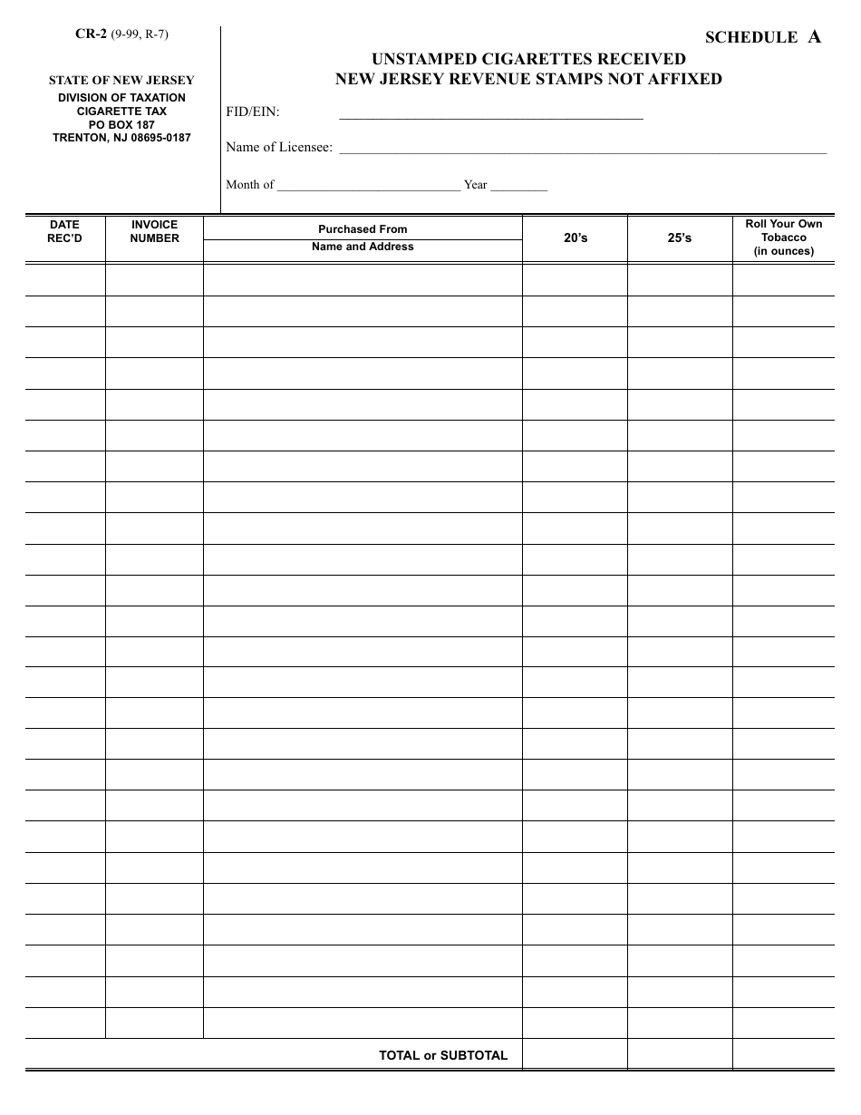 Form CR-2 Schedule A - Fill Out, Sign Online and Download Fillable PDF ...