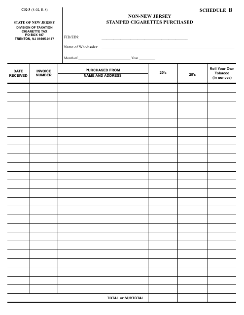 Form CR-3 Schedule B  Printable Pdf