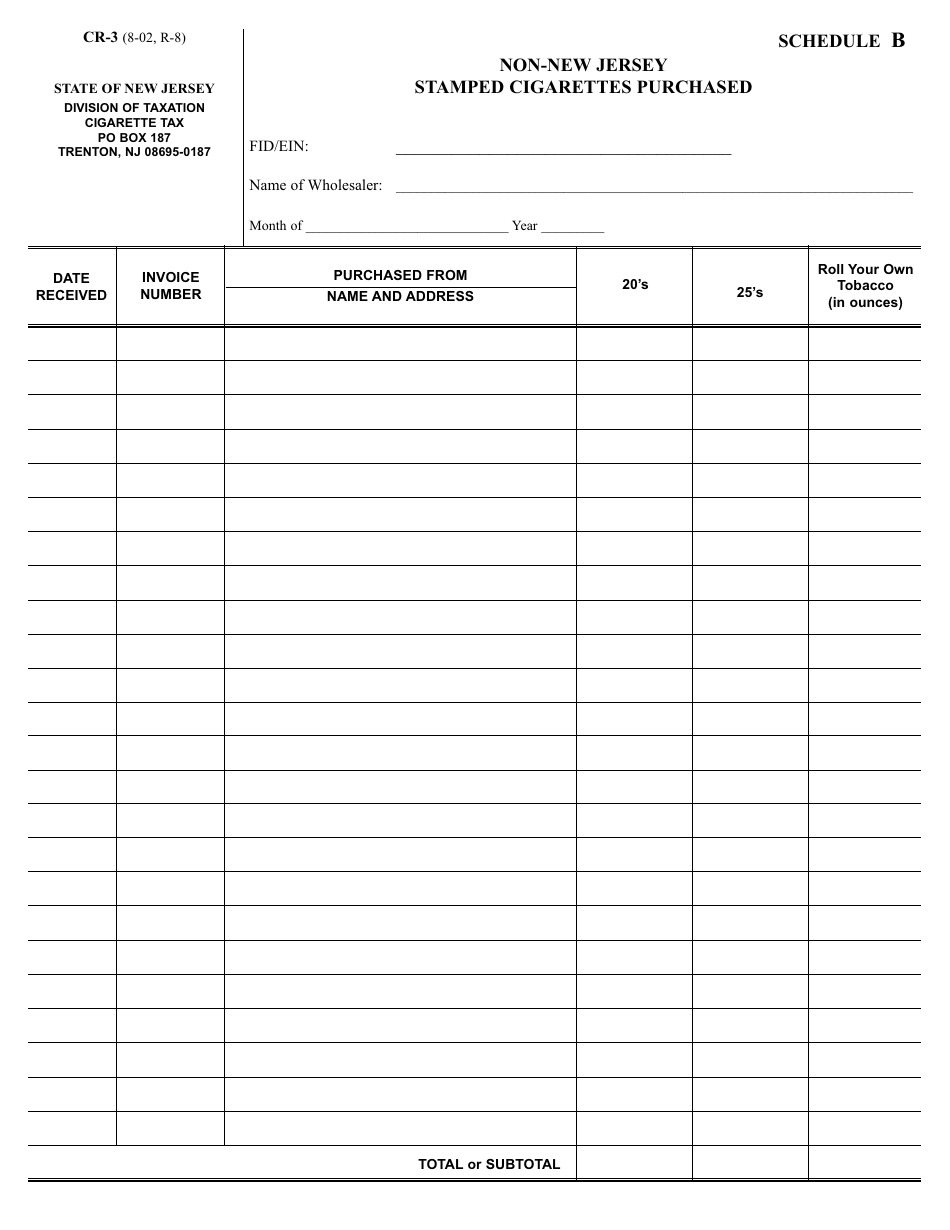 Form CR-3 Schedule B - Fill Out, Sign Online and Download Fillable PDF ...