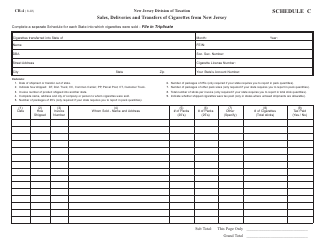 Document preview: Form CR-4 Schedule C Sales, Deliveries and Transfers of Cigarettes From New Jersey - New Jersey