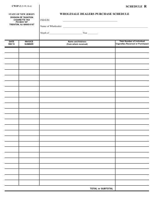 Form CWIP-2 Schedule R  Printable Pdf