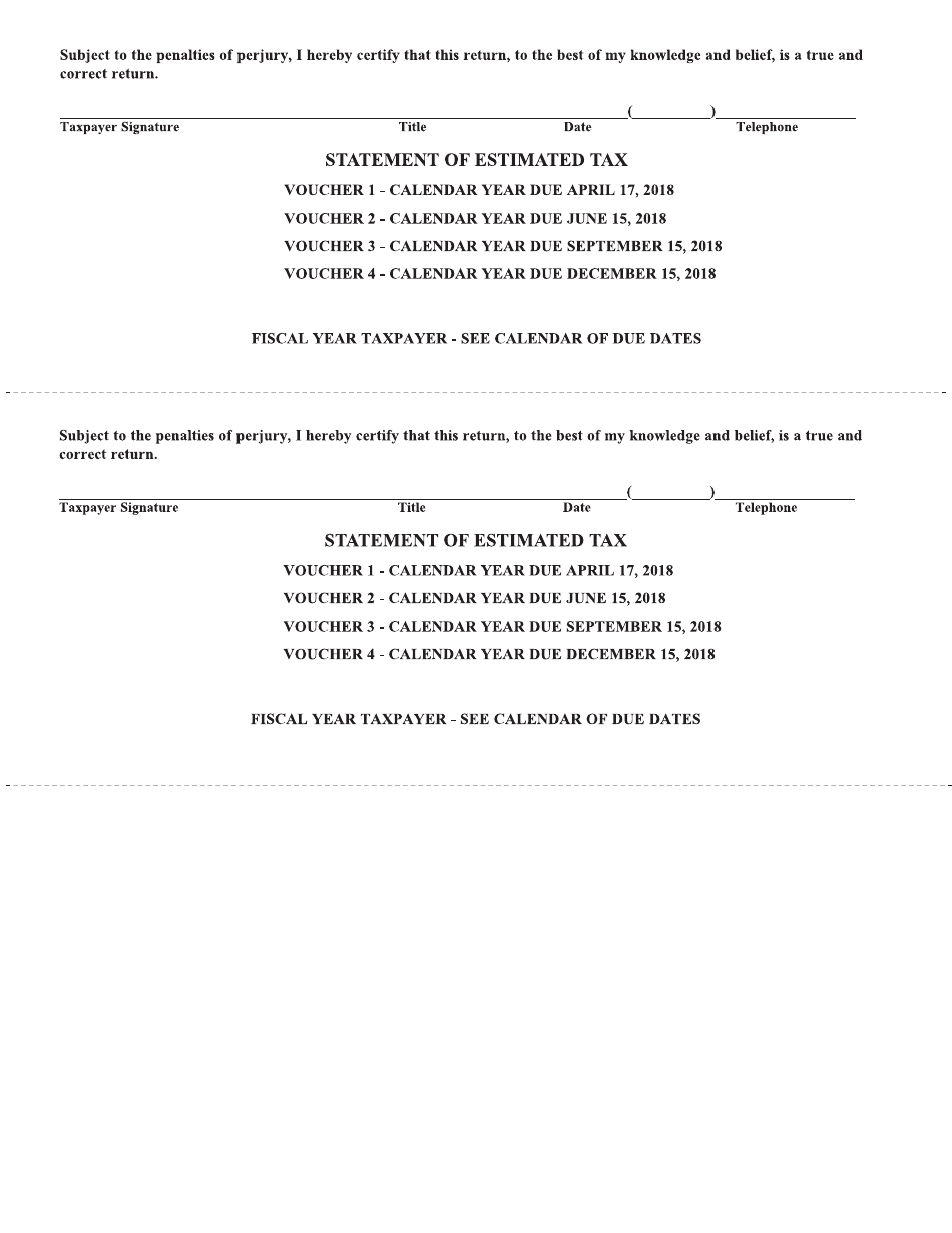 Form CBT-150 Statement of Estimated Tax - New Jersey, Page 4