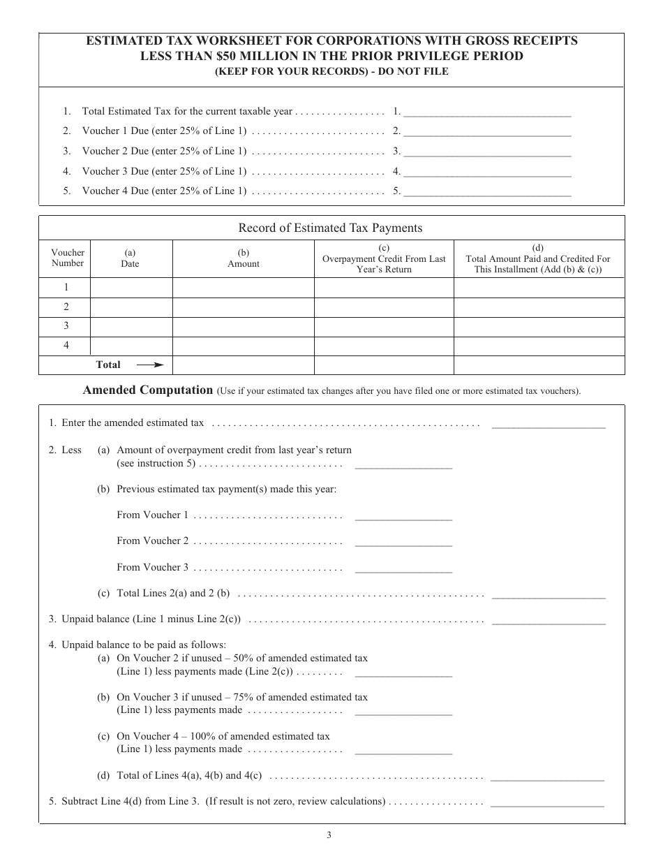 Instructions for Form CBT-150 Statement of Estimated Tax for Corporations - New Jersey, Page 3