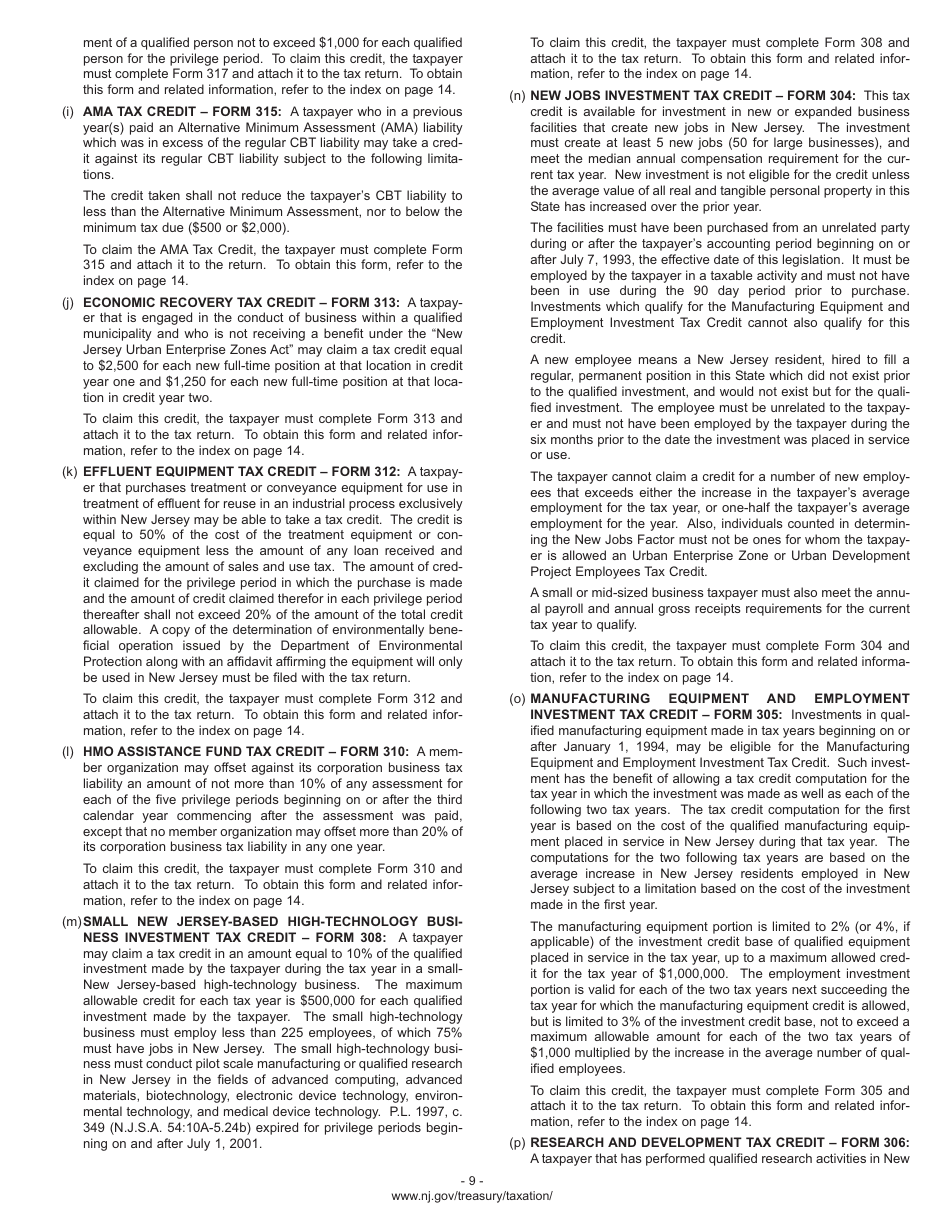 Instructions for Form CBT-100 Corporation Business Tax Return - New Jersey, Page 12