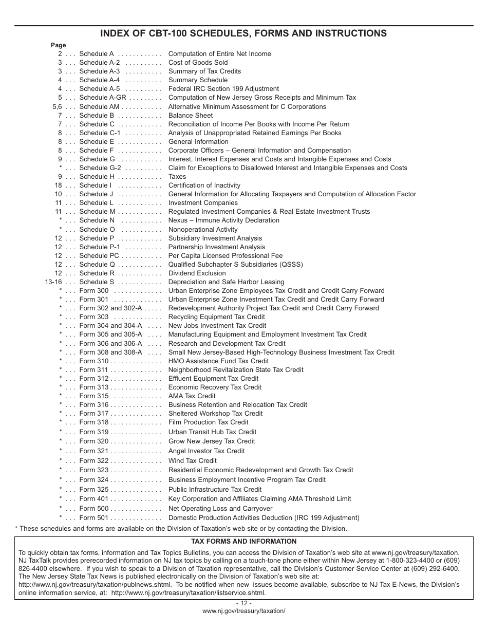 Instructions for Form CBT-100 Corporation Business Tax Return - New Jersey, Page 15