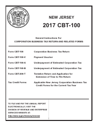 Instructions for Form CBT-100 Corporation Business Tax Return - New Jersey