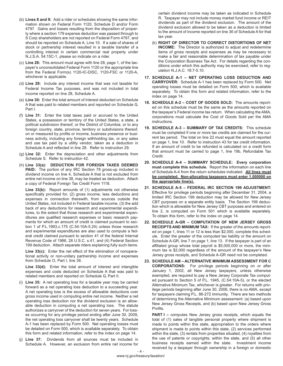Instructions for Form CBT-100 Corporation Business Tax Return - New Jersey, Page 7