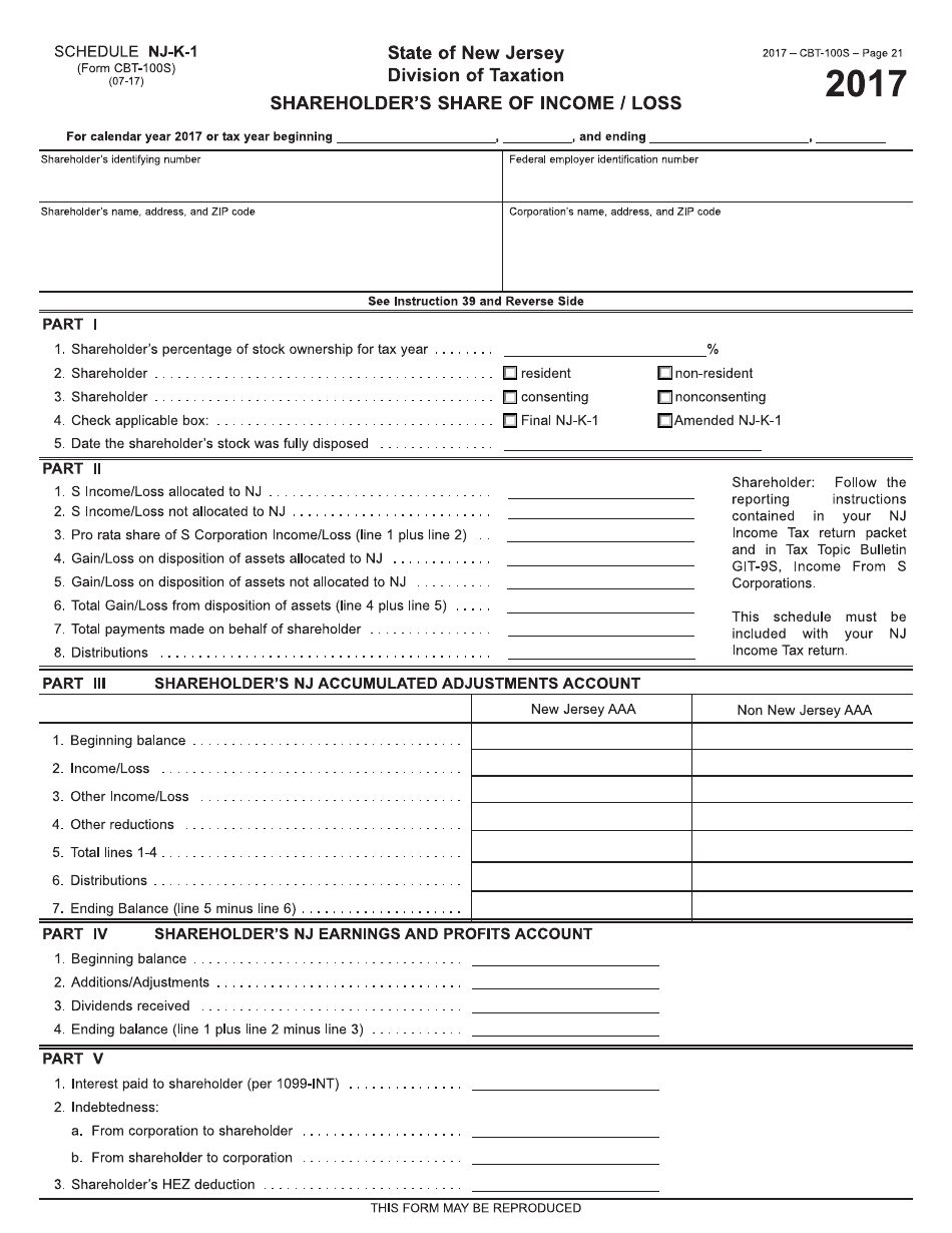 Form CBT-100S New Jersey Corporation Business Tax Return - New Jersey, Page 21