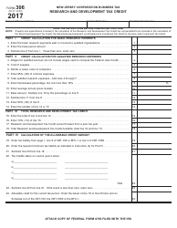 Document preview: Form 306 Research and Development Tax Credit - New Jersey