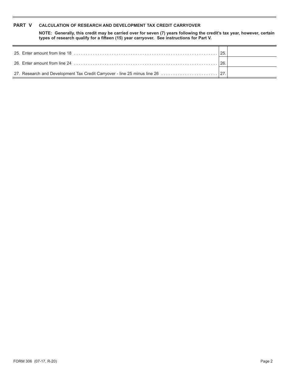 Form 306 Research and Development Tax Credit - New Jersey, Page 2