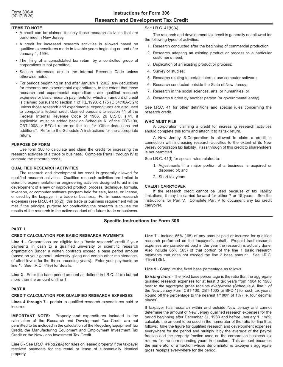 Form 306 Research and Development Tax Credit - New Jersey, Page 3