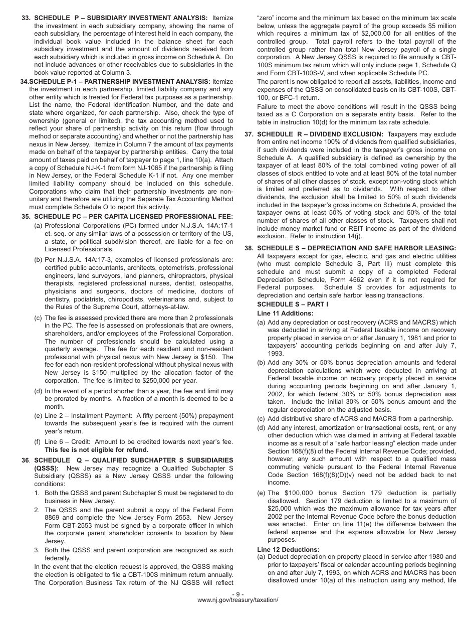 Download Instructions For Form Cbt-100s S Corporation Business Tax 