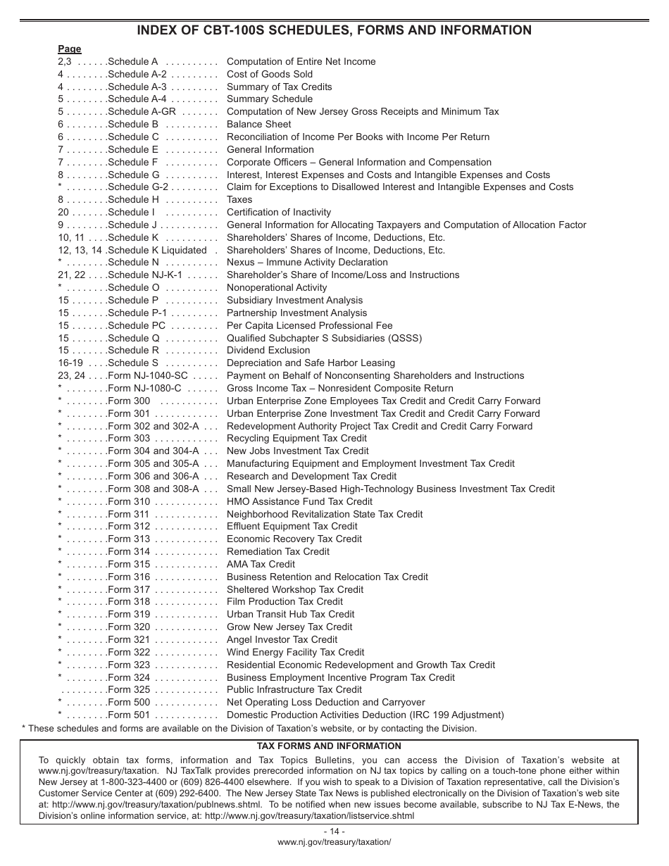 Instructions for Form CBT-100S S Corporation Business Tax Return - New Jersey, Page 17