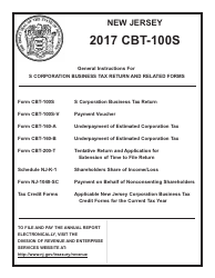 Instructions for Form CBT-100S S Corporation Business Tax Return - New Jersey