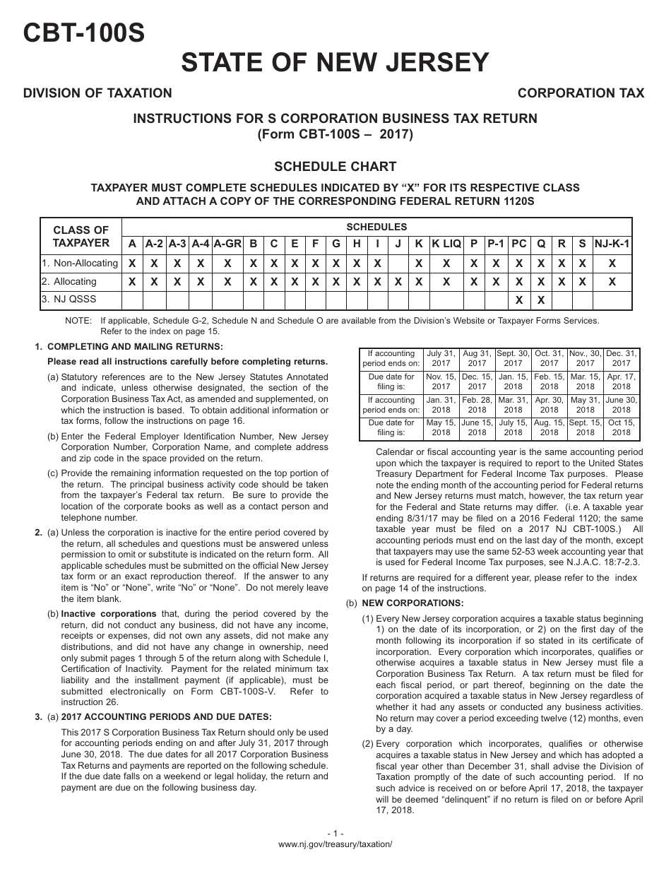 Instructions for Form CBT-100S S Corporation Business Tax Return - New Jersey, Page 4