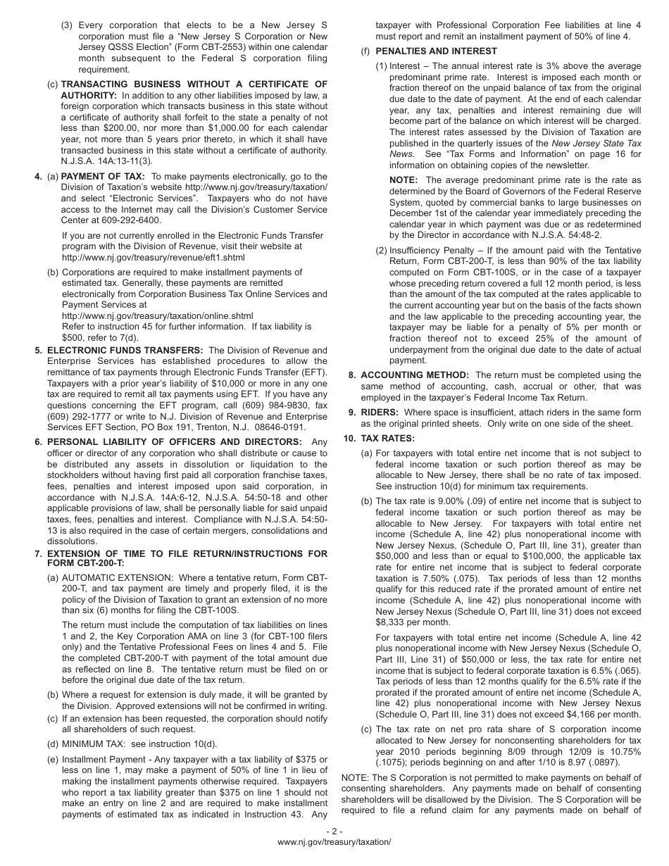 Instructions for Form CBT-100S S Corporation Business Tax Return - New Jersey, Page 5