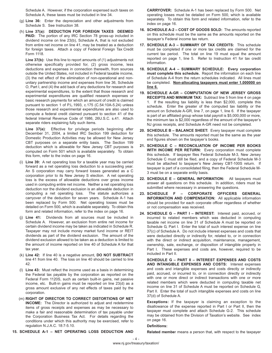 Instructions for Form CBT-100S S Corporation Business Tax Return - New Jersey, Page 7