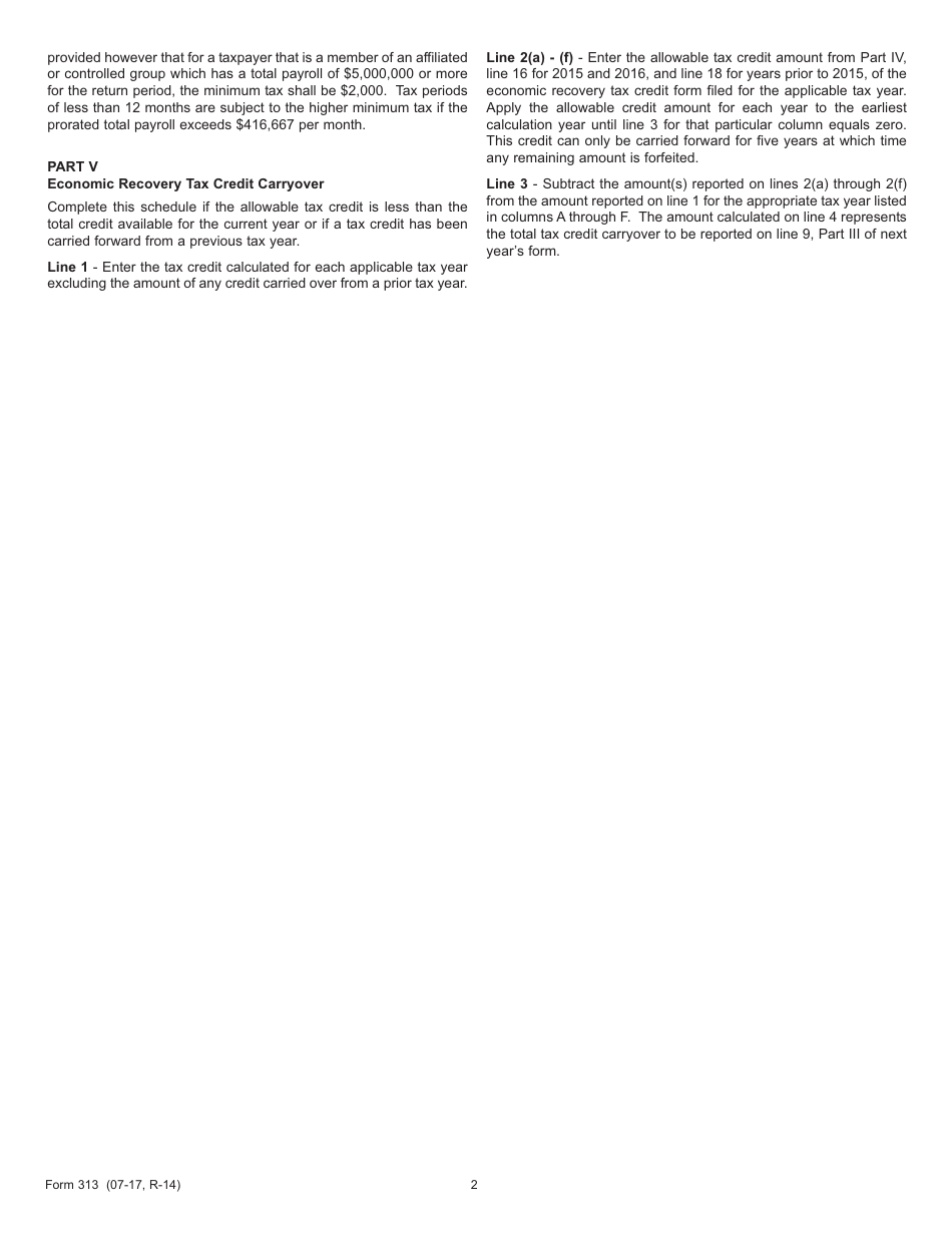 Form 313 Economic Recovery Tax Credit - New Jersey, Page 4