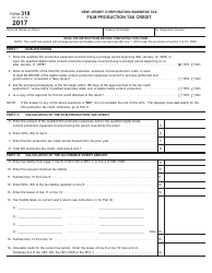 Document preview: Form 318 Film Production Tax Credit - New Jersey