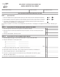 Form 321 Angel Investor Tax Credit - New Jersey