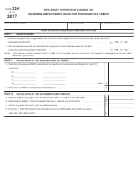 Document preview: Form 324 Business Employment Incentive Program Tax Credit - New Jersey