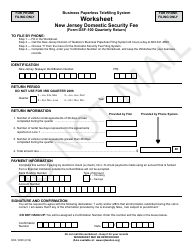 Document preview: Form DSF-100W New Jersey Domestic Security Fee Worksheet - New Jersey