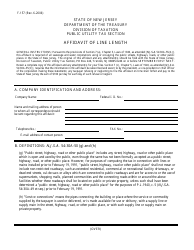 Form F-157 Affidavit of Line Length - New Jersey
